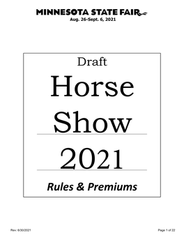 2021 Horse Show Rules and Premiums: Draft