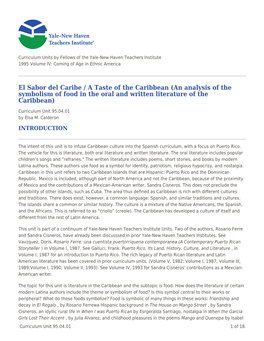 El Sabor Del Caribe / a Taste of the Caribbean (An Analysis of the Symbolism of Food in the Oral and Written Literature of the Caribbean)