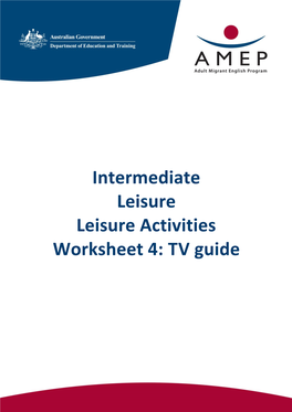 Intermediate Leisure Leisure Activities Worksheet 4: TV Guide