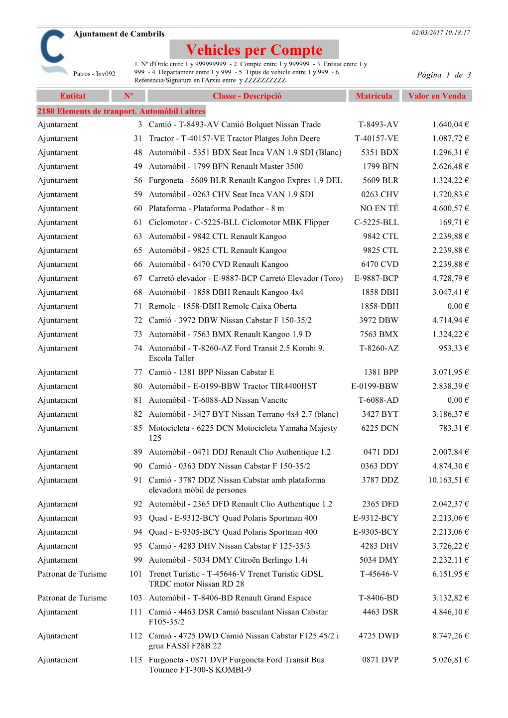 Vehicles Per Compte 1