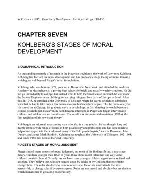 Chapter Seven Kohlberg's Stages of Moral Development
