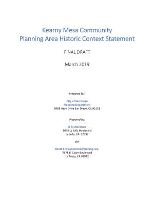 Draft Kearny Mesa Historic Context Statement