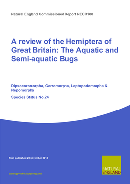 A Review of the Hemiptera of Great Britain: the Aquatic and Semi-Aquatic Bugs
