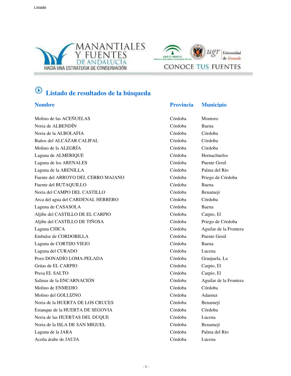 Descargar Listado Provincia