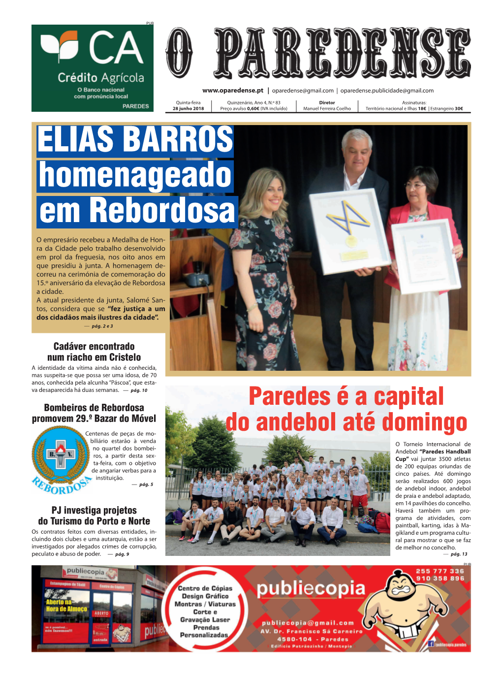 ELIAS BARROS Em Rebordosa Homenageado