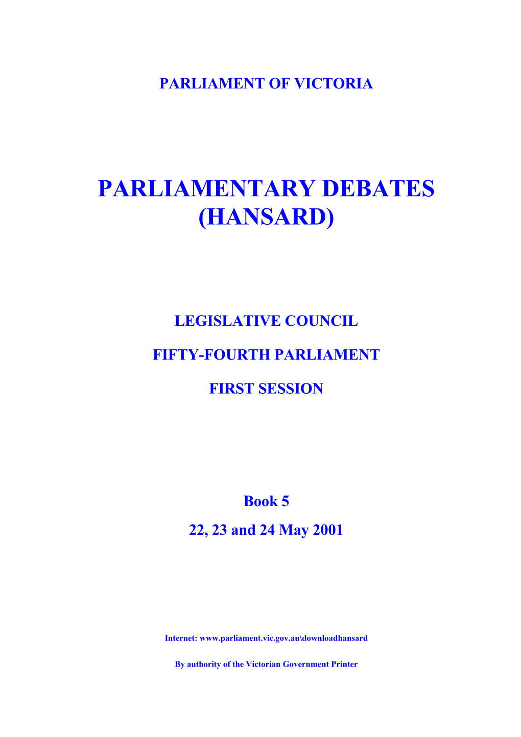 Book 5 22, 23 and 24 May 2001