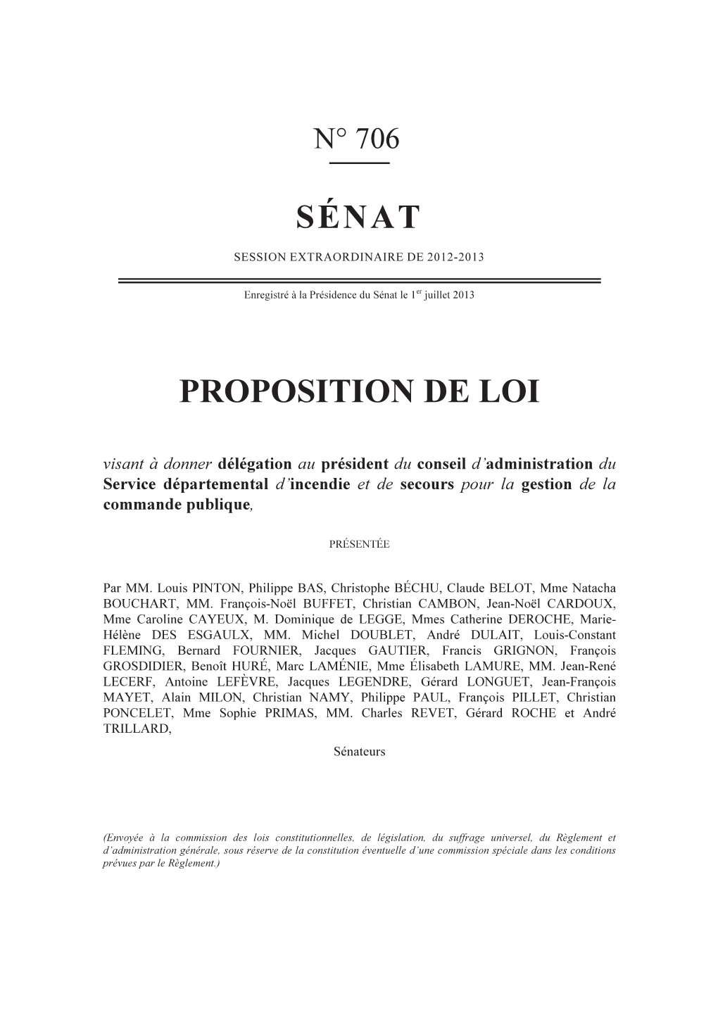 Sénat Proposition De