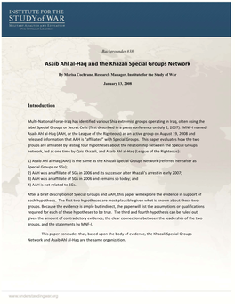 Asaib Ahl Al-Haq and the Khazali Special Groups Network