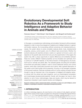 Evolutionary Developmental Soft Robotics As a Framework to Study Intelligence and Adaptive Behavior in Animals and Plants