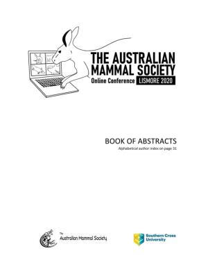 Book of Abstracts Australian Mammal Society Conference 2020