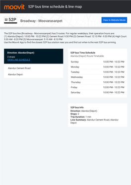 52P Bus Time Schedule & Line Route