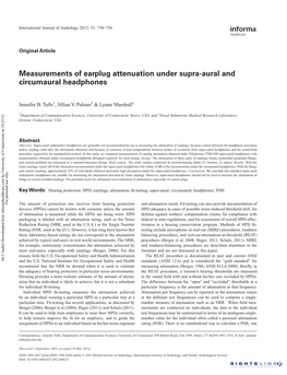 Measurements of Earplug Attenuation Under Supra-Aural and Circumaural Headphones