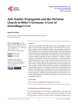 Anti-Semitic Propaganda and the Christian Church in Hitler's Germany