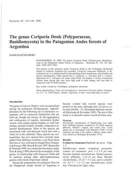 The Genus Ceriporia Donk (Polyporaceae, Basidiomycota) in the Patagonian Andes Forests of Argentina