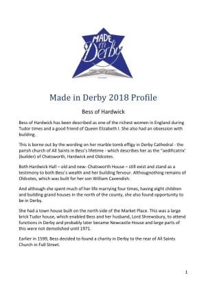 1 Made in Derby 2018 Profile Bess of Hardwick