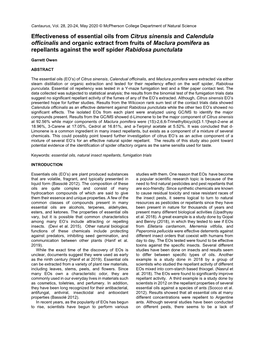 Effectiveness of Essential Oils from Citrus Sinensis and Calendula Officinalis and Organic