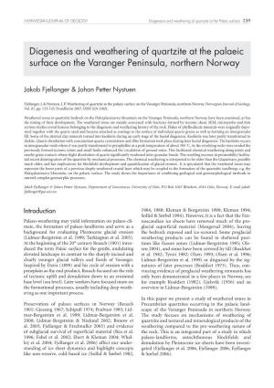 Diagenesis and Weathering of Quartzite at the Palaeic Surface on the Varanger Peninsula, Northern Norway
