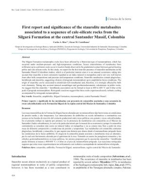 First Report and Significance of the Staurolite Metabasites Associated To