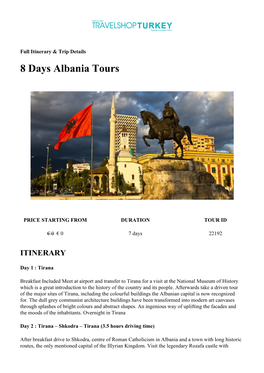 8 Days Albania Tours