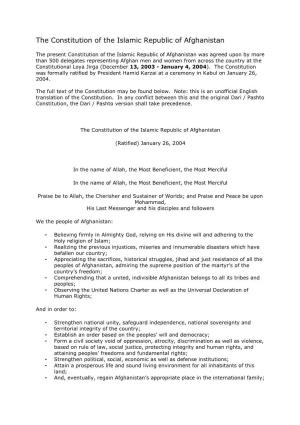 The Constitution of the Islamic Republic of Afghanistan