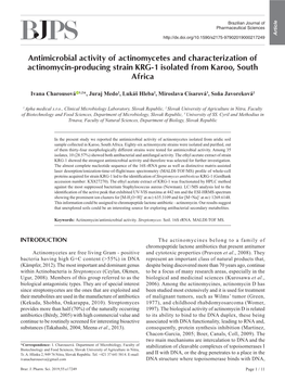 Antimicrobial Activity of Actinomycetes and Characterization of Actinomycin-Producing Strain KRG-1 Isolated from Karoo, South Africa