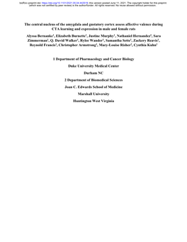 The Central Nucleus of the Amygdala and Gustatory Cortex Assess Affective Valence During CTA Learning and Expression in Male