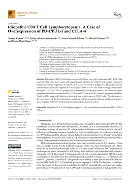 Idiopathic CD4 T Cell Lymphocytopenia: a Case of Overexpression of PD-1/PDL-1 and CTLA-4