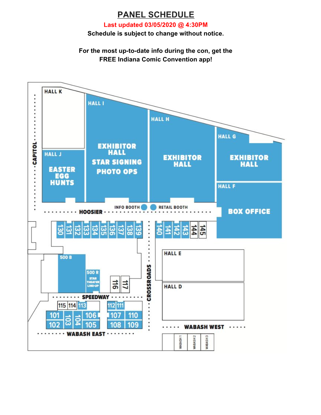 PANEL SCHEDULE Last Updated 03/05/2020 @ 4:30PM Schedule Is Subject to Change Without Notice