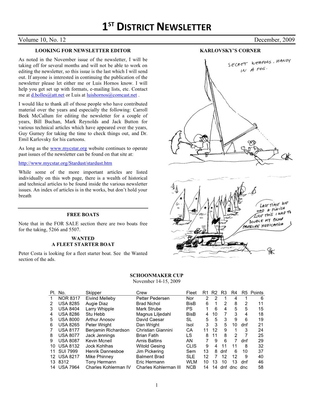 July Regatta Schedule