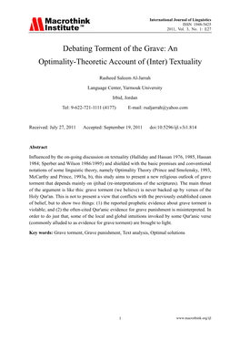 Debating Torment of the Grave: an Optimality-Theoretic Account of (Inter) Textuality