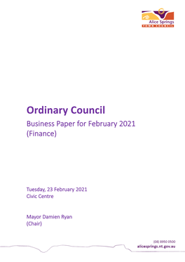 Ordinary Council Business Paper for February 2021 (Finance)