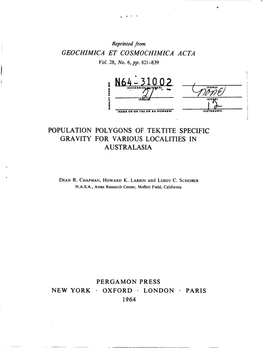 Population Polygons of Tektite Specific Gravity for Various Localities in Australasia