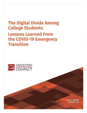 The Digital Divide Among College Students: Lessons Learned from the COVID-19 Emergency Transition