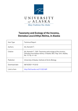 Taxonomy and Ecology Inconnu, Nelma, in Alaska