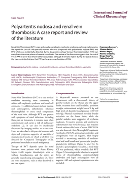 Polyarteritis Nodosa and Renal Vein Thrombosis: a Case Report and Review of the Literature