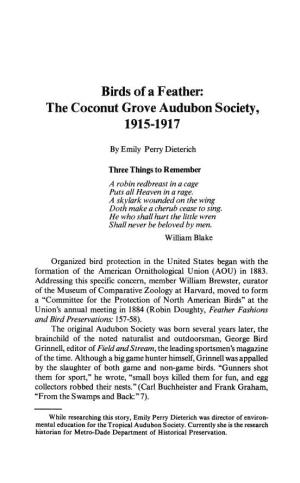 Birds of a Feather: the Coconut Grove Audubon Society, 1915-1917