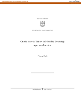 On the State of the Art in Machine Learning: a Personal Review