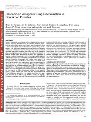 Cannabinoid Antagonist Drug Discrimination in Nonhuman Primates