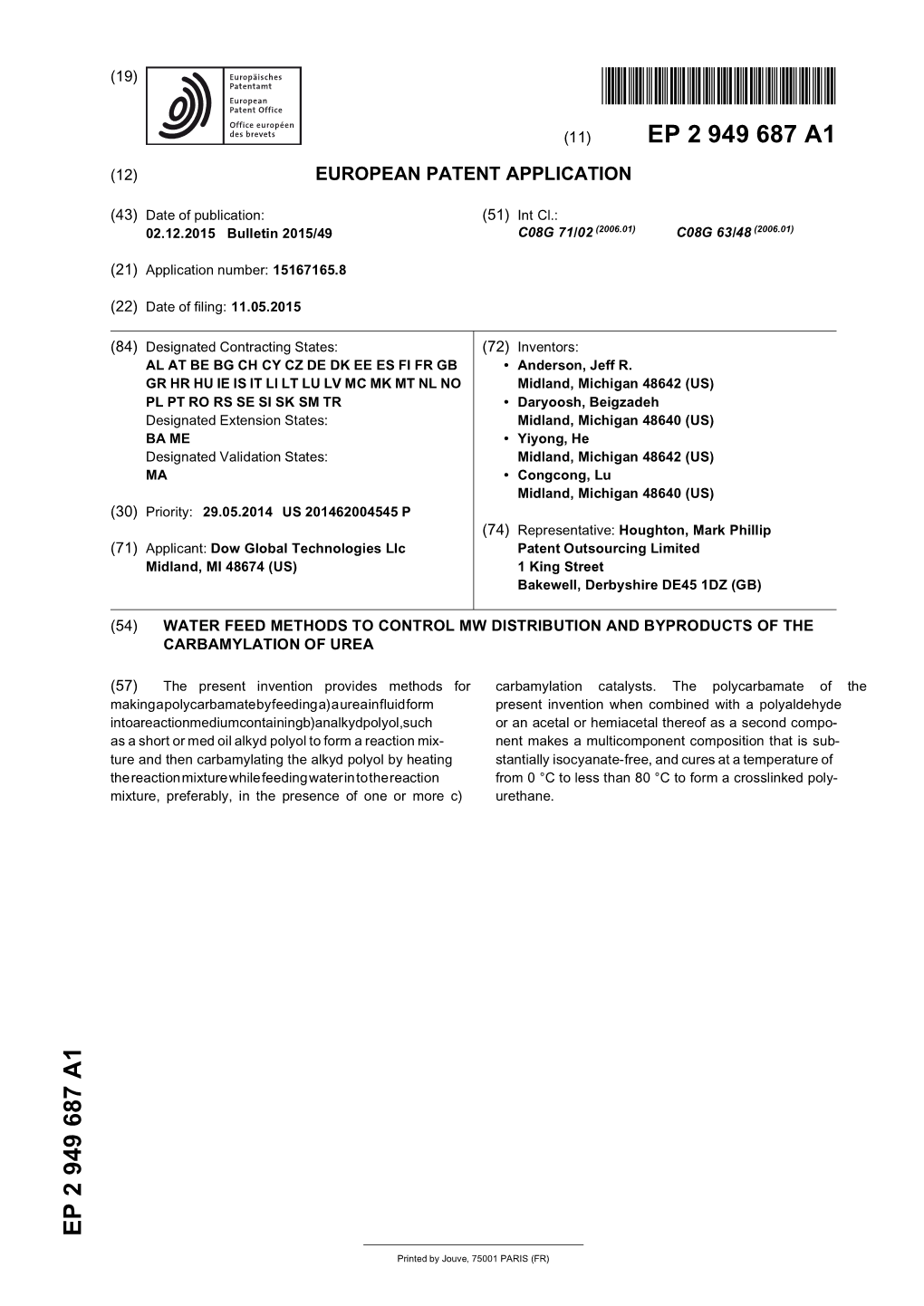 Water Feed Methods to Control Mw Distribution and Byproducts of the Carbamylation of Urea