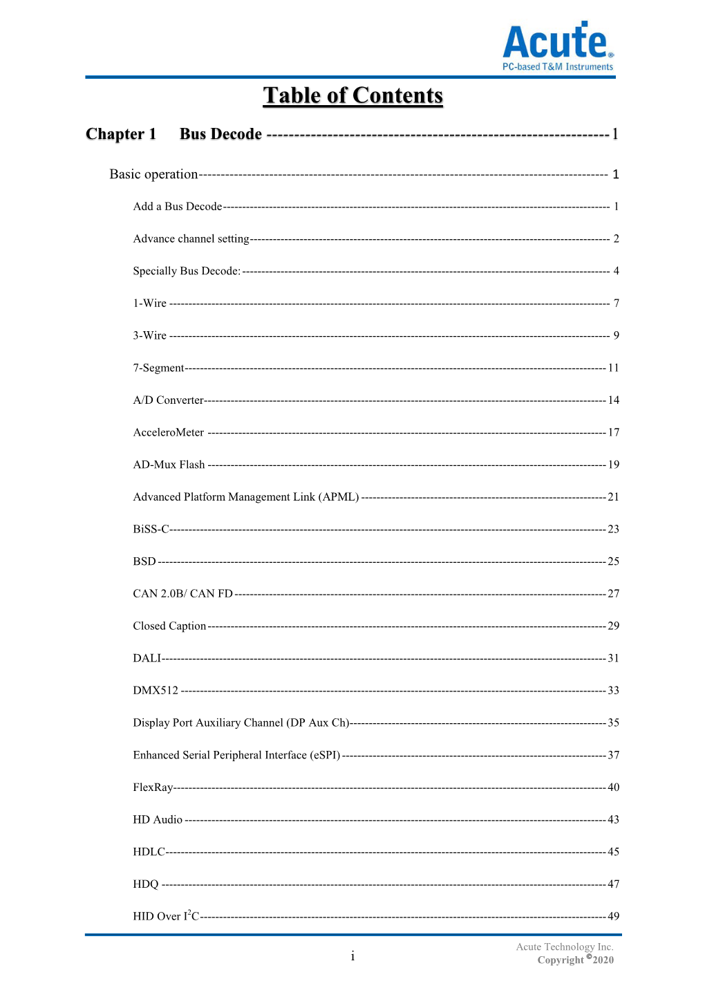 Table of Contents