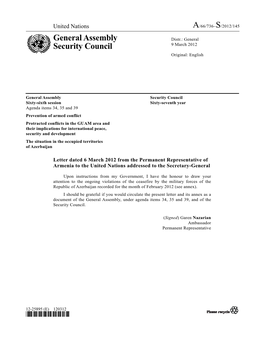 General Assembly Security Council Sixty-Sixth Session Sixty-Seventh Year Agenda Items 34, 35 and 39