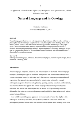 Natural Language and Its Ontology