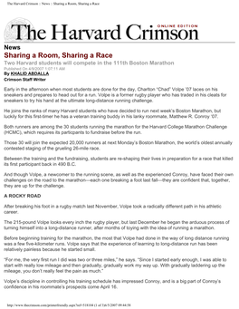 The Harvard Crimson :: News :: Sharing a Room, Sharing a Race