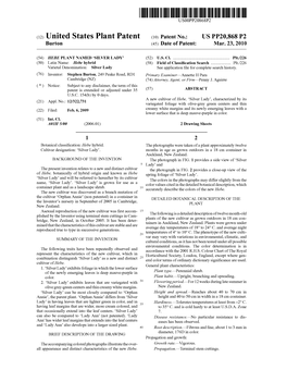 (12) United States Plant Patent (10) Patent No.: US PP20,868 P2 Burton (45) Date of Patent: Mar