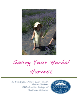 Saving Your Herbal Harvest ! ! ! by Erika Yigzaw B.Com, LL.B
