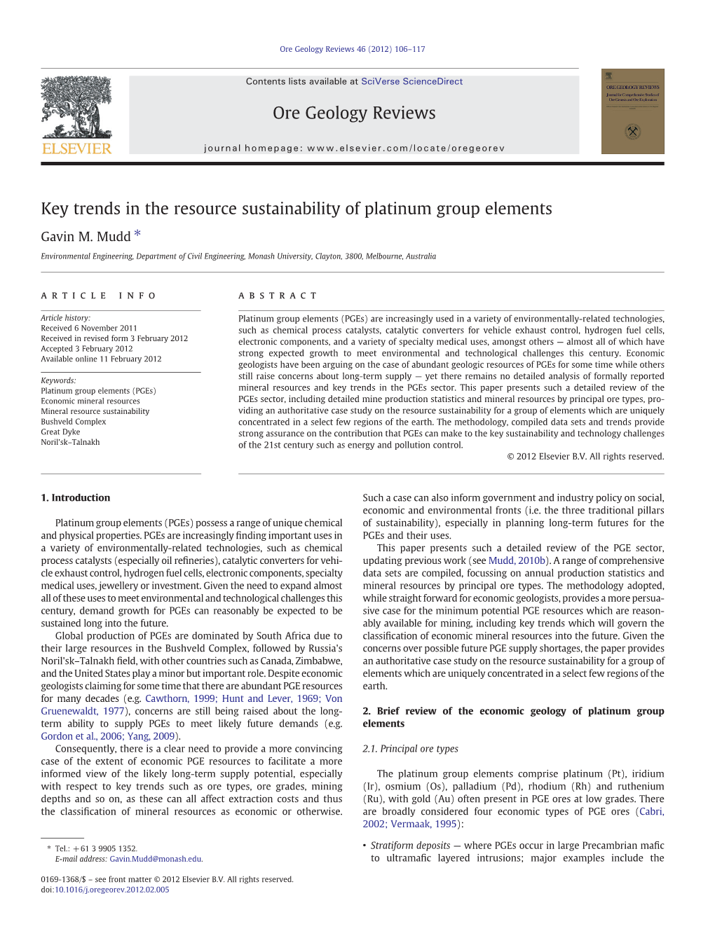 Key Trends in the Resource Sustainability of Platinum Group Elements