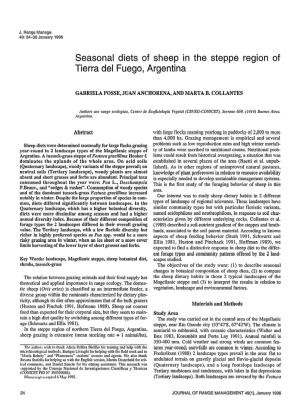 Seasonal Diets of Sheep in the Steppe Region of Tierra Del Fuego, Argentina