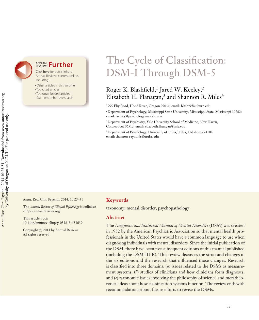 DSM-I Through DSM-5