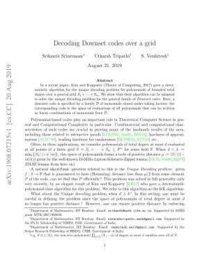 Decoding Downset Codes Over a Finite Grid