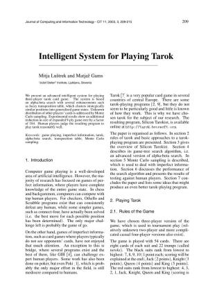 Intelligent System for Playing Tarok